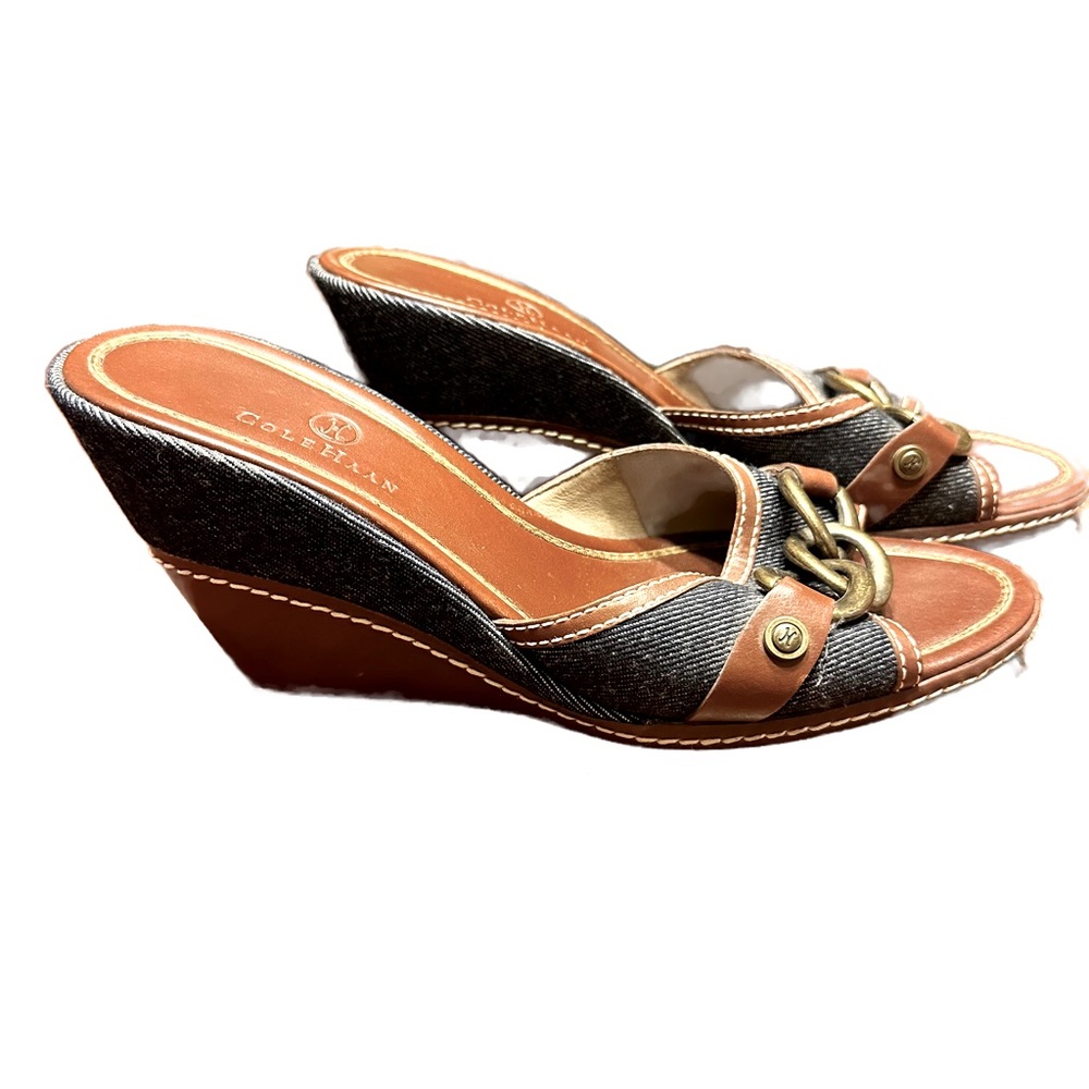 Cole Haan Brown with Denim Slide Sandal Size 8B